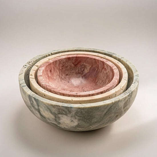 Bowls set travertine 
