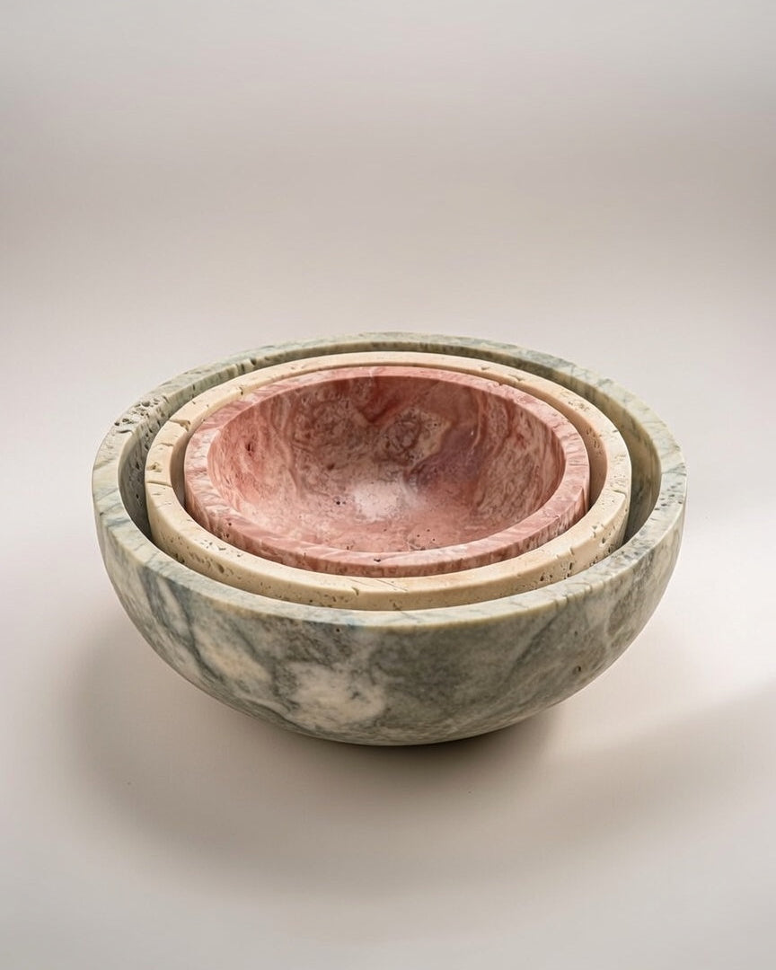 Bowls set travertine 