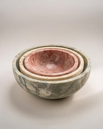 Bowls set travertine 