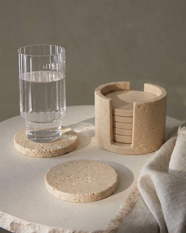 travertin coasters 